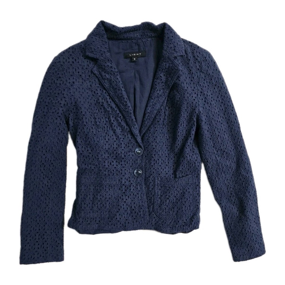 Light Women's Navy Blue Blazer Small Cotton Yeylet